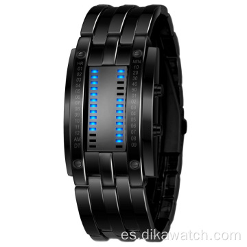 Reloj digital de acero inoxidable con cadena LED original Reloj de pulsera deportivo elegante punk para hombre Reloj de pulsera analógico innovador para hombre